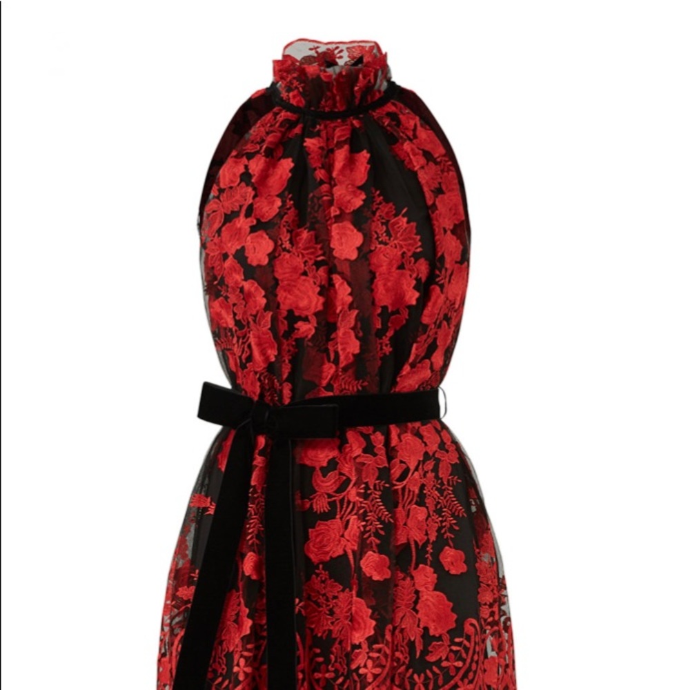 Red and Black Keyhole Dress